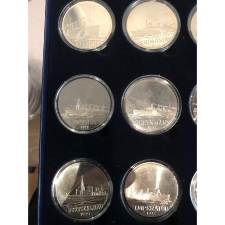 Coffret 12 Médailles - Les Géants des mers - Paquebots Transatlantiques
