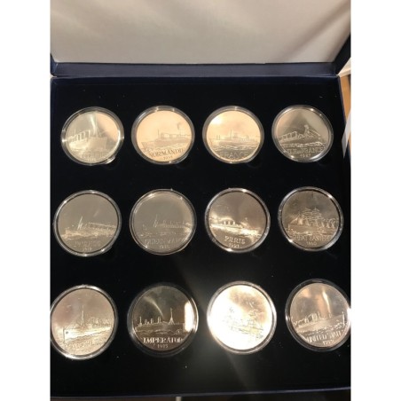 Coffret 12 Médailles - Les Géants des mers - Paquebots Transatlantiques