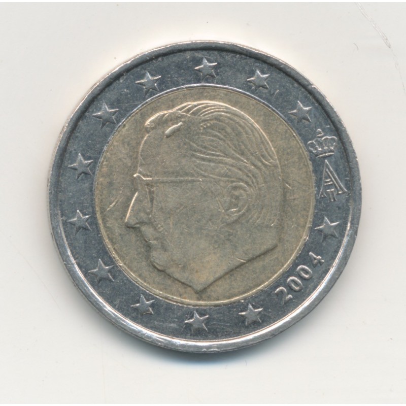 Monnaie Fautée - 2 Euro 2004 Belgique - surplus métal sur le front - TTB