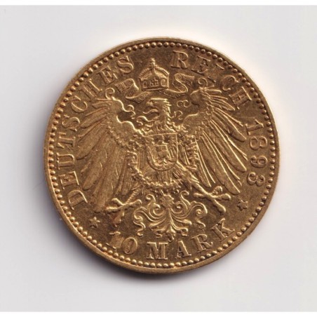 Allemagne - 10 mark 1893 A Berlin - Prusse - TTB