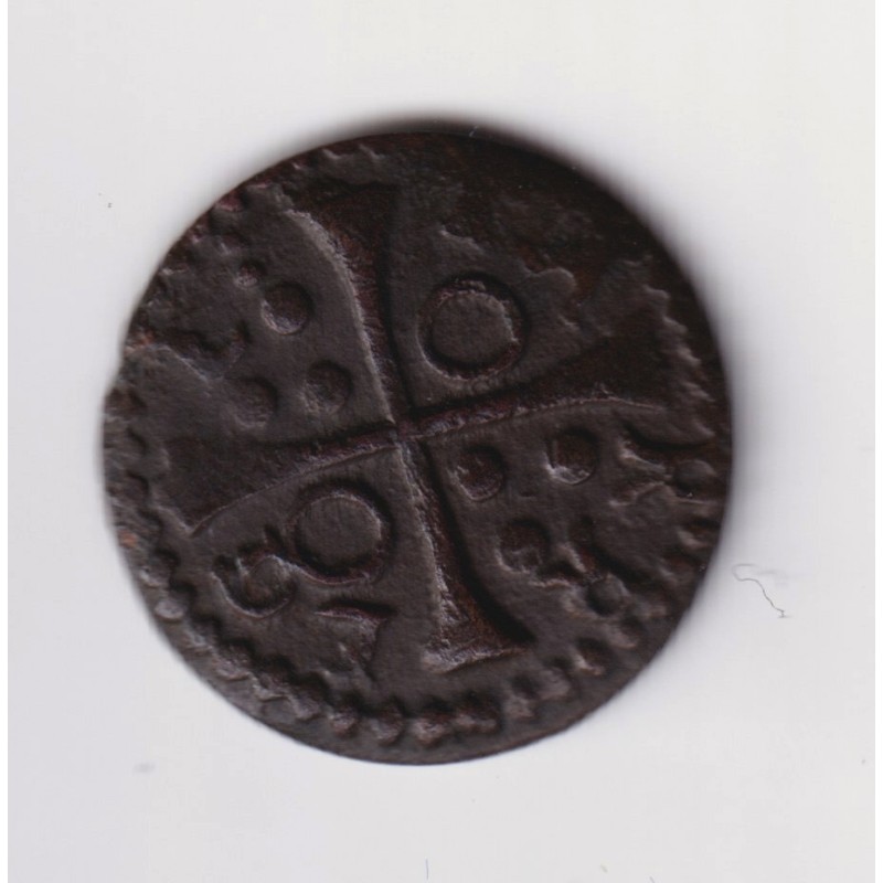 Louis XIII - Denier 1642 Tarrega - Principauté Catalogne - frappe décalée - TTB+