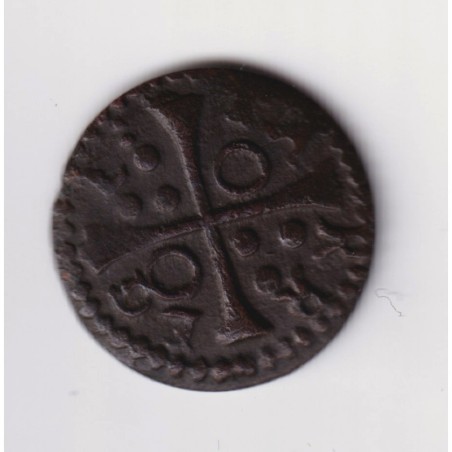 Louis XIII - Denier 1642 Tarrega - Principauté Catalogne - frappe décalée - TTB+