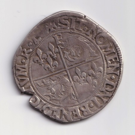 François 1er - Teston au dauphiné - 2e Type Romans - argent - TB