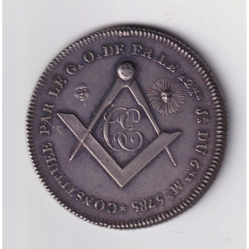 Jeton Maçonnique - Loge de la constance éprouvée - 1785 - argent - SUP+