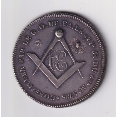 Jeton Maçonnique - Loge de la constance éprouvée - 1785 - argent - SUP+