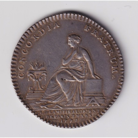 Jeton Maçonnique - Amitié de l'Orient de Paris - 1777 - Louis XVI - argent - TTB+