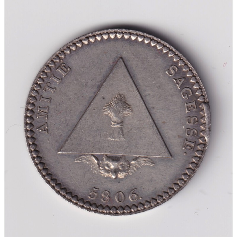 Jeton Maçonnique - Loge des frères unis - Orient de paris - 1806 - argent - TTB+