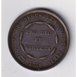 Jeton Maçonnique - Loge de Saint Jean de Jérusalem - Orient Paris - 1778 - argent - SUP