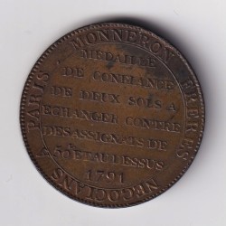 Monneron - 2 Sols à la liberté assise - 1791 - AN 3 - SUP+ 2