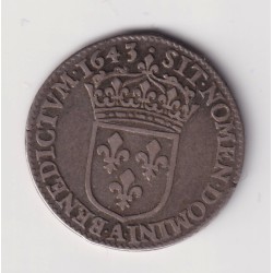 Louis XIII - 1/12 écu - 1643 A Paris - 2e poinçon - point - TB+ 2