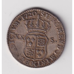 Louis XV - 1/6 écu France Navarre - 1720 K Bordeaux - TTB 2