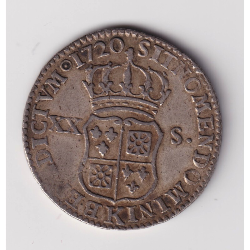 Louis XV - 1/6 écu France Navarre - 1720 K Bordeaux - TTB