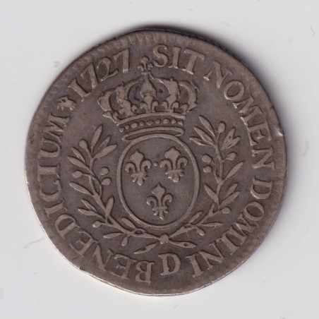 Louis XV - 1/5 écu aux branches d'olivier - 1727 D Lyon - TB