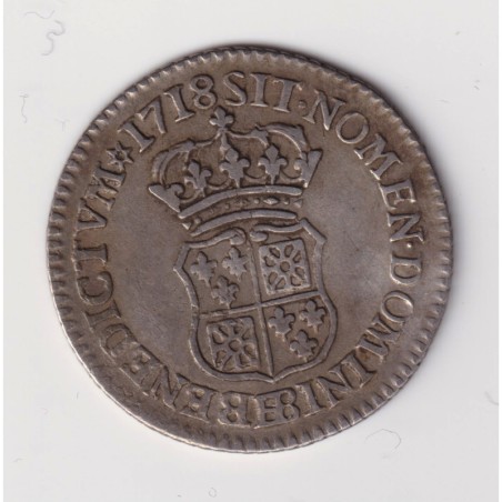 Louis XV - 1/10 écu France-Navarre - 1718 BB Strasbourg - TB+