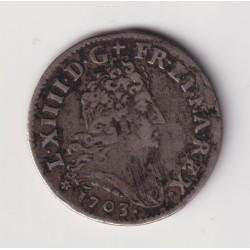 Louis XIV - 5 Sols aux insignes - 1703 BB Strasbourg - TB+
