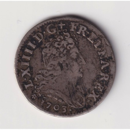 Louis XIV - 5 Sols aux insignes - 1703 BB Strasbourg - TB+
