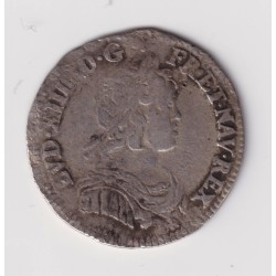 Louis XIV - 1/12 écu mèche courte - 1644 A Paris - rose - TB/TB+