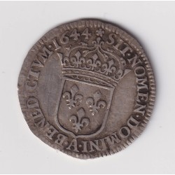 Louis XIV - 1/12 écu mèche courte - 1644 A Paris - rose - TB/TB+ 2