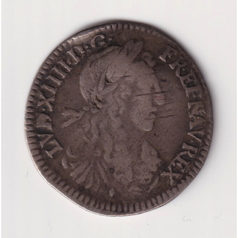 Louis XIV - 1/12 écu mèche au buste juvénile - 1665 Aix - TB