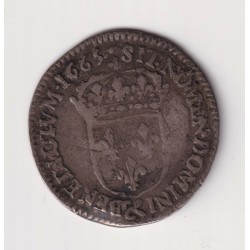 Louis XIV - 1/12 écu mèche au buste juvénile - 1665 Aix - TB 2
