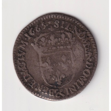 Louis XIV - 1/12 écu mèche au buste juvénile - 1665 Aix - TB