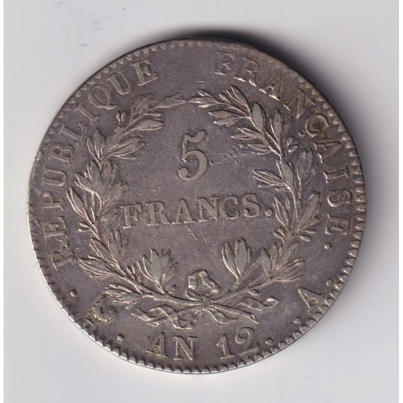 5 Francs Napoléon Empereur - AN 12 A Paris - TTB+