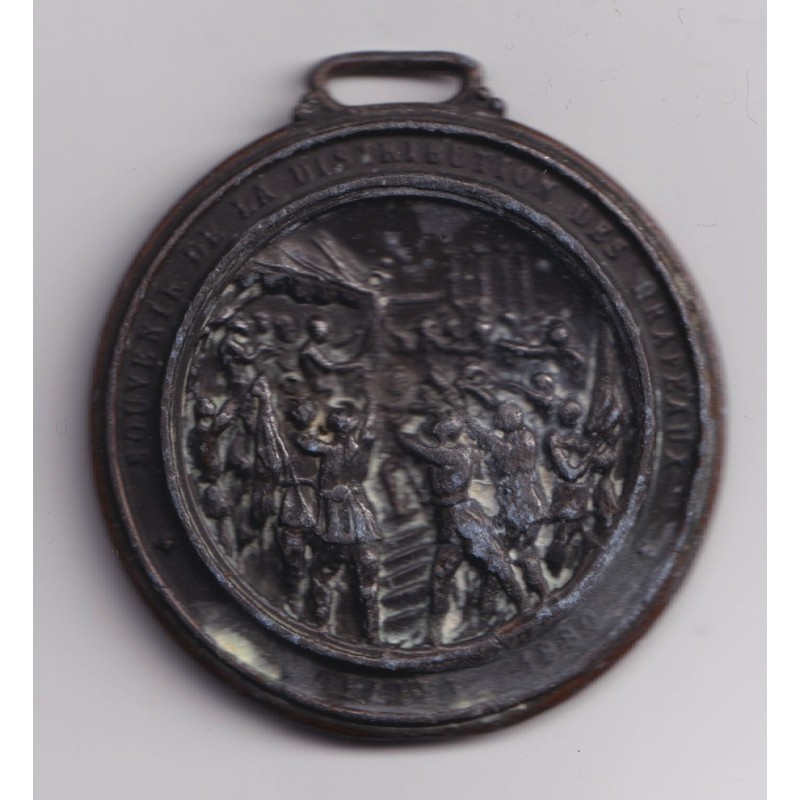 Médaille Maçonnique - Souvenir de la distribution des drapeaux - 1880 - étain  - TTB