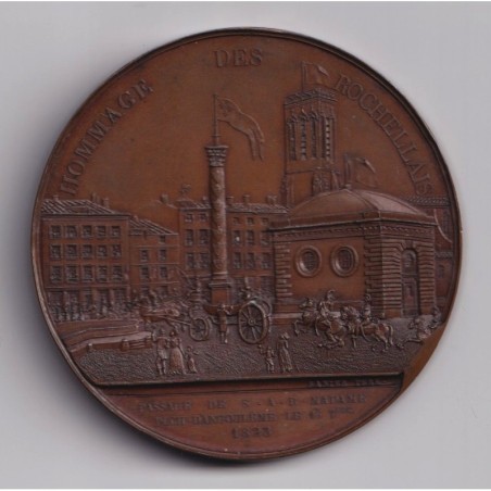Médaille - Entrée du port de La Rochelle - 1823 - Hommage aux Rochelais - bronze - TTB+