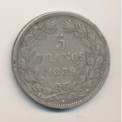 5 Francs Louis philippe I - 1839 D Lyon ( arche ) 2