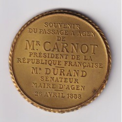 Médaille - Passage à Agen du Président Carnot - 26 avril 1888 - bronze  2