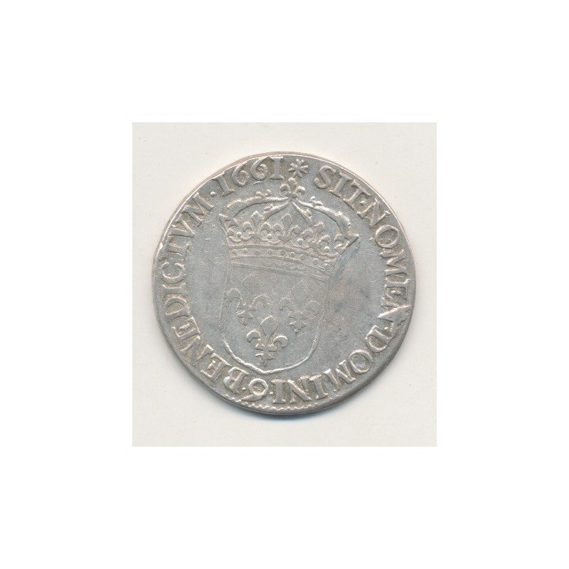 Louis XIV - 1/2 écu buste juvénile - 1661 Rennes