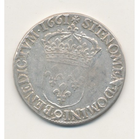 Louis XIV - 1/2 écu buste juvénile - 1661 Rennes