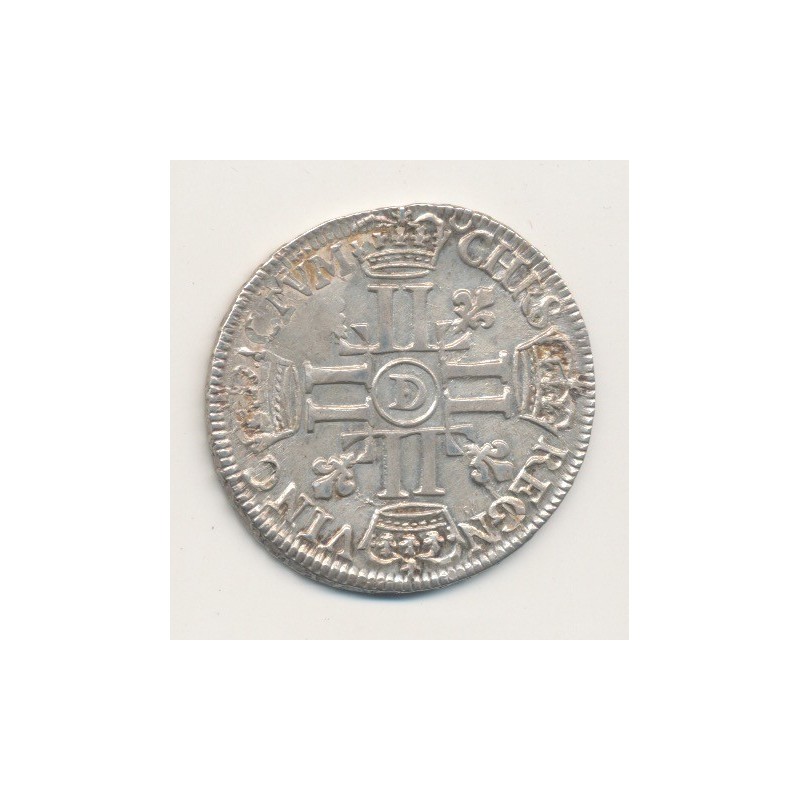 Louis XIV - 1/2 écu aux 8L - 1690 D Lyon