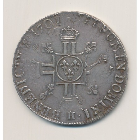 Louis XIV - Écu aux 8L - 1701 H La Rochelle