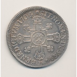 Louis XIV - Écu aux 8L - 1704 D Lyon 2