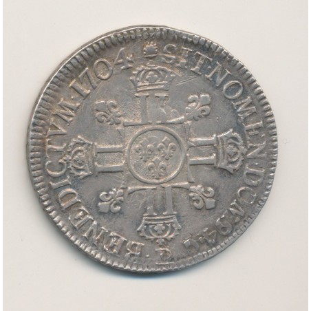 Louis XIV - Écu aux 8L - 1704 D Lyon