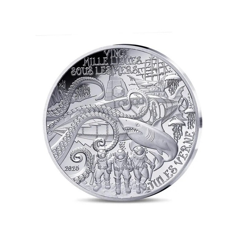 10 Euro 2025 - 20000 Lieus sous les mers - Jules Verne - L'art de la plume - argent Belle épreuve