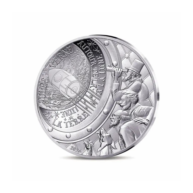 10 Euro 2025 - de la terre à la lune - Jules Verne - L'art de la plume - argent Belle épreuve