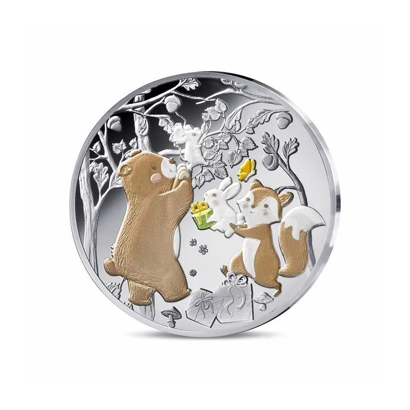 5 Euro 2025 - Ma première pièce - écureuil et ours - argent BE colorisé