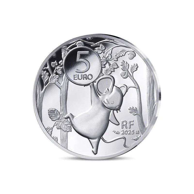 5 Euro 2025 - Ma première pièce - écureuil et ours - argent BE colorisé