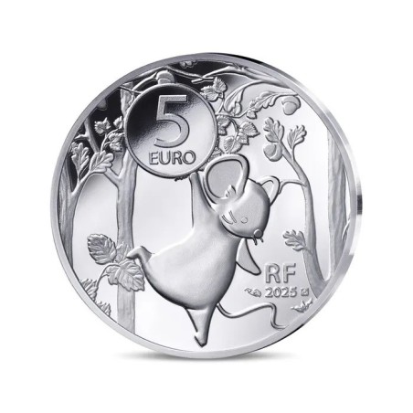 5 Euro 2025 - Ma première pièce - écureuil et ours - argent BE colorisé