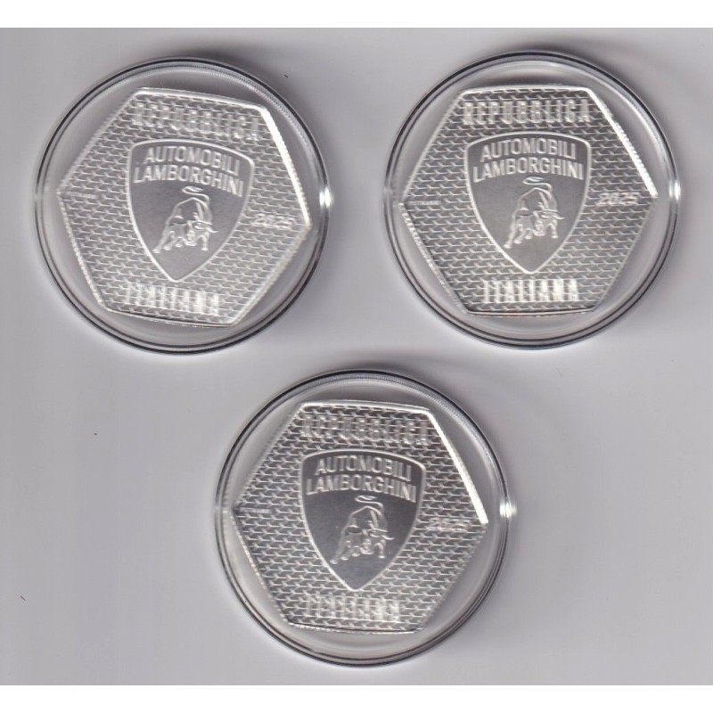 Italie - Coffret Lamborghini - 3 x 5 Euro 2025 - argent