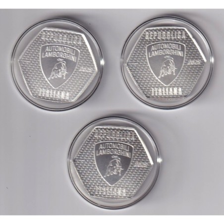 Italie - Coffret Lamborghini - 3 x 5 Euro 2025 - argent