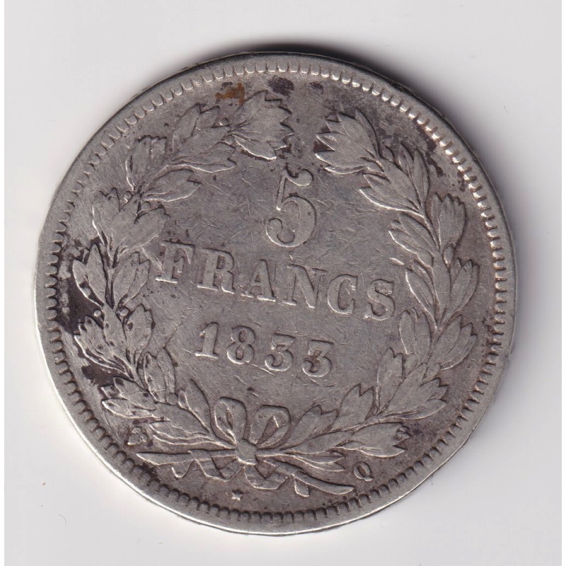 5 Francs Louis philippe I - 1833 Q Perpignan - TB