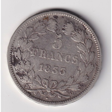 5 Francs Louis philippe I - 1833 Q Perpignan - TB