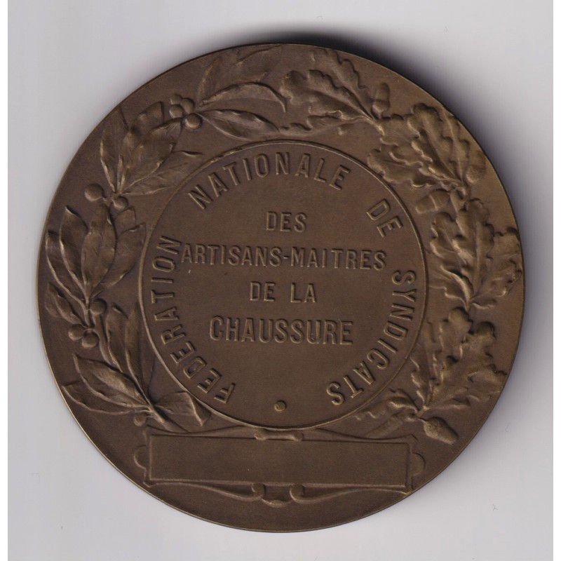 Médaille - Fédération nationale  de syndicats - artisans maitres de la chaussure - bronze - 51mm