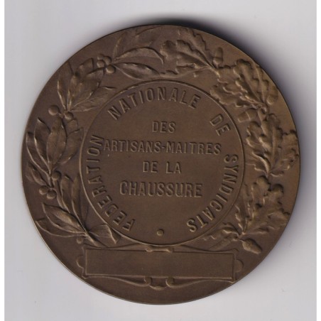 Médaille - Fédération nationale  de syndicats - artisans maitres de la chaussure - bronze - 51mm