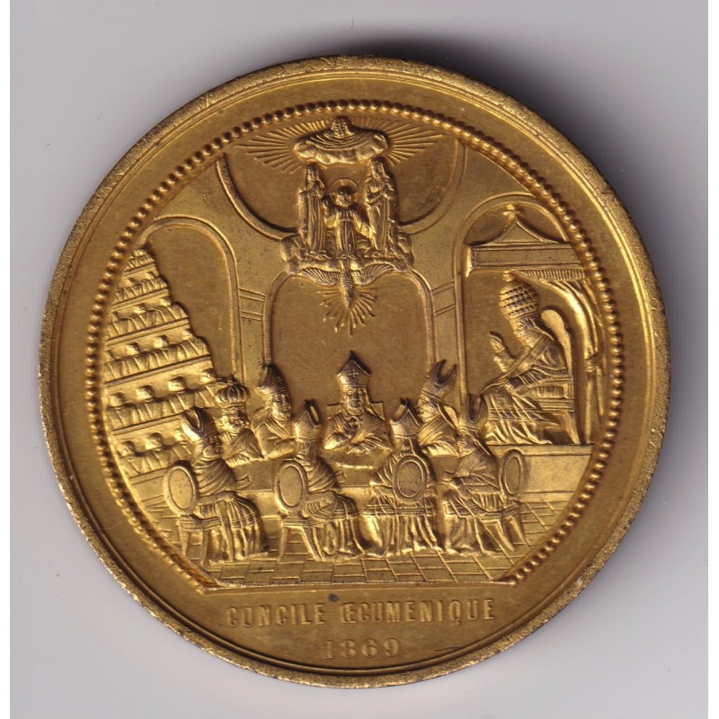 Médaille - Concile oecumenique - Pi IX - 1869 - bronze doré - 51mm