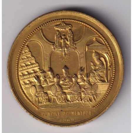Médaille - Concile oecumenique - Pi IX - 1869 - bronze doré - 51mm