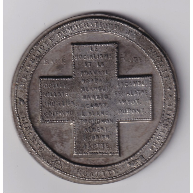 Médaille - Diffamation du gouvernement par les partisans de la république - 1848 - étain 60mm